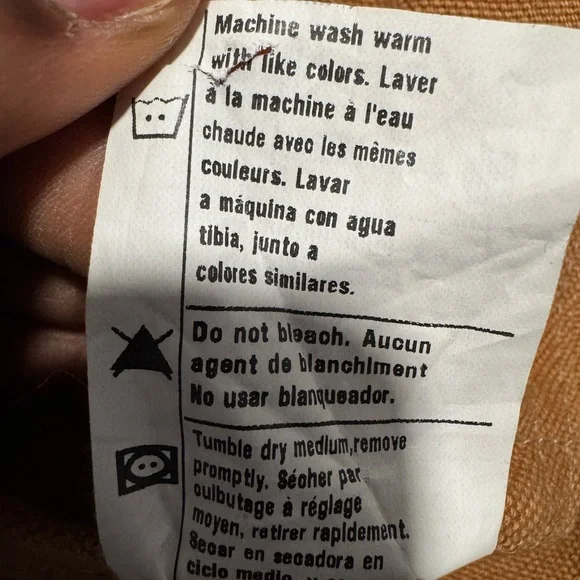 Vintage 90s Carhartt Tan Worker Cargo Double Knee Overalls 42 X 34 - Picture 9 of 9